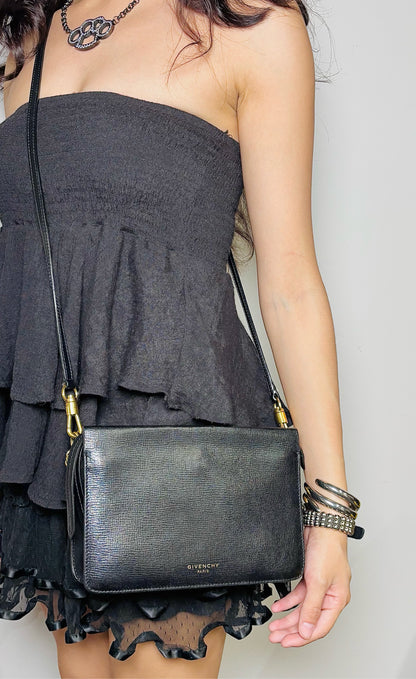 Givenchy Solid Leather Black Goatskin 3 Crossbody Purse