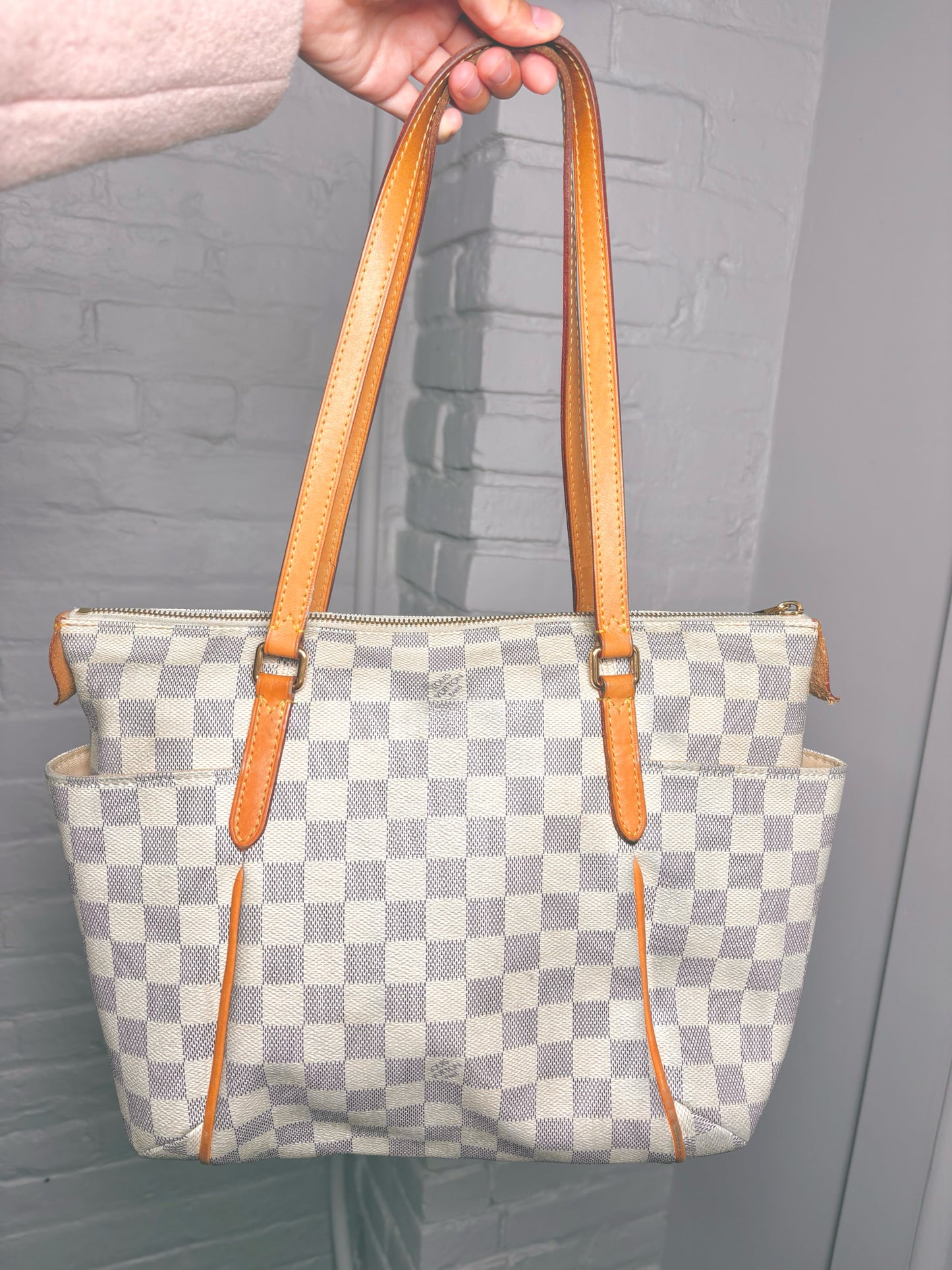 Louis Vuitton Totally Damier Coated Canvas Cream Damier Azur PM Tote