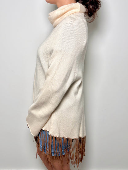 Women Size One Size Brunello Cucinelli Ivory Solid Cashmere Sweater