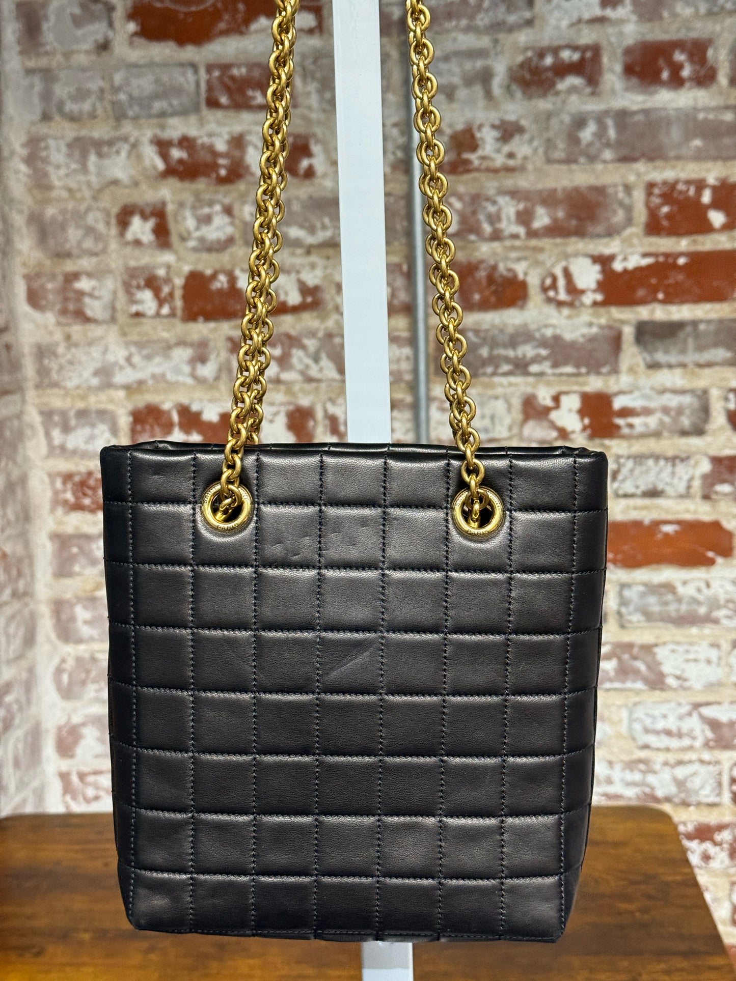 Saint Laurent Quilted Leather Black Lambskin Carr Shopping Bag