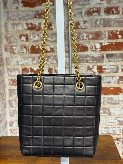 Saint Laurent Quilted Leather Black Lambskin Carr Shopping Bag