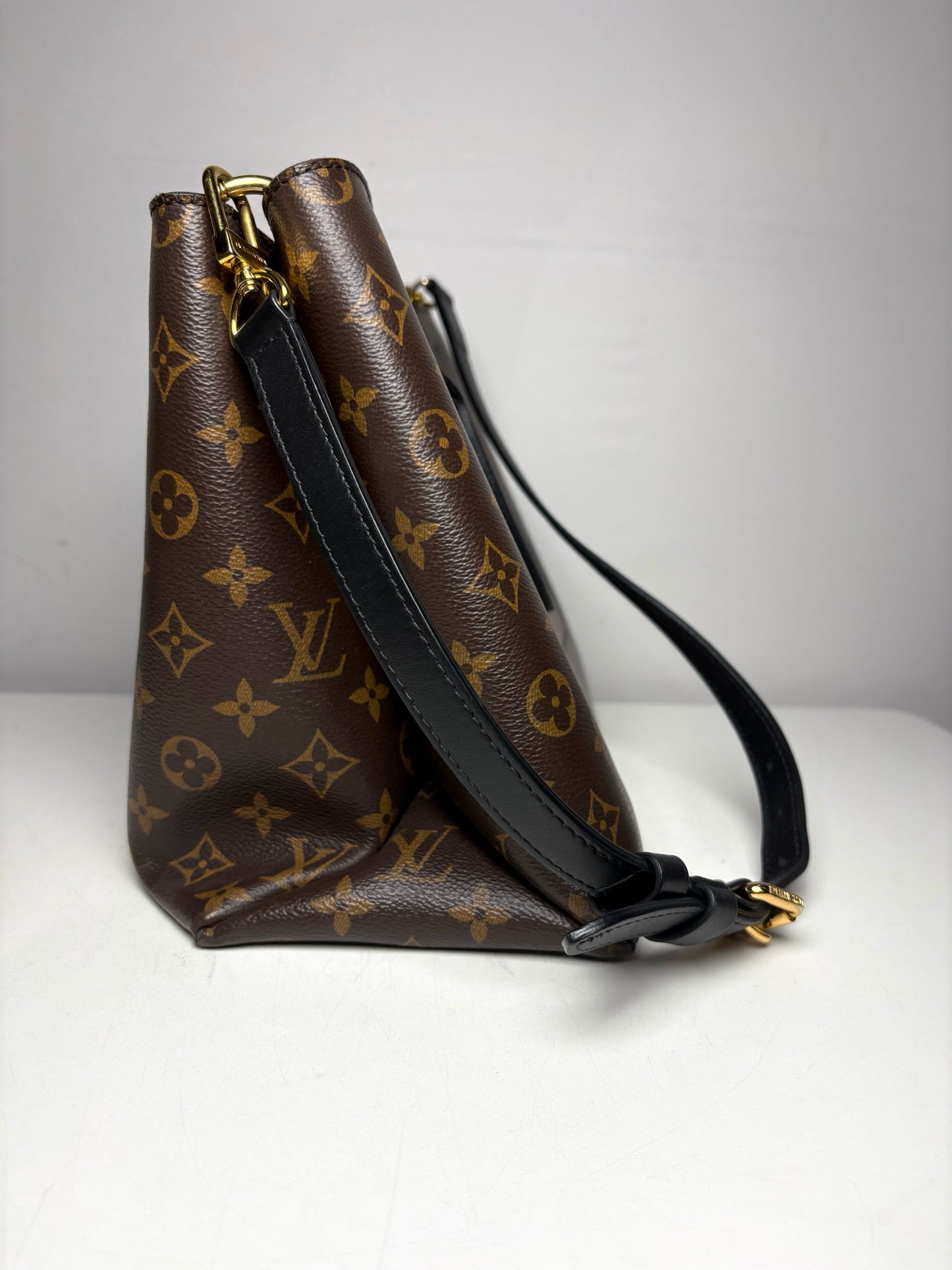 Women's Louis Vuitton Monogram Flower Brown & Black Pre-Owned Small Tote Crossbody Purse