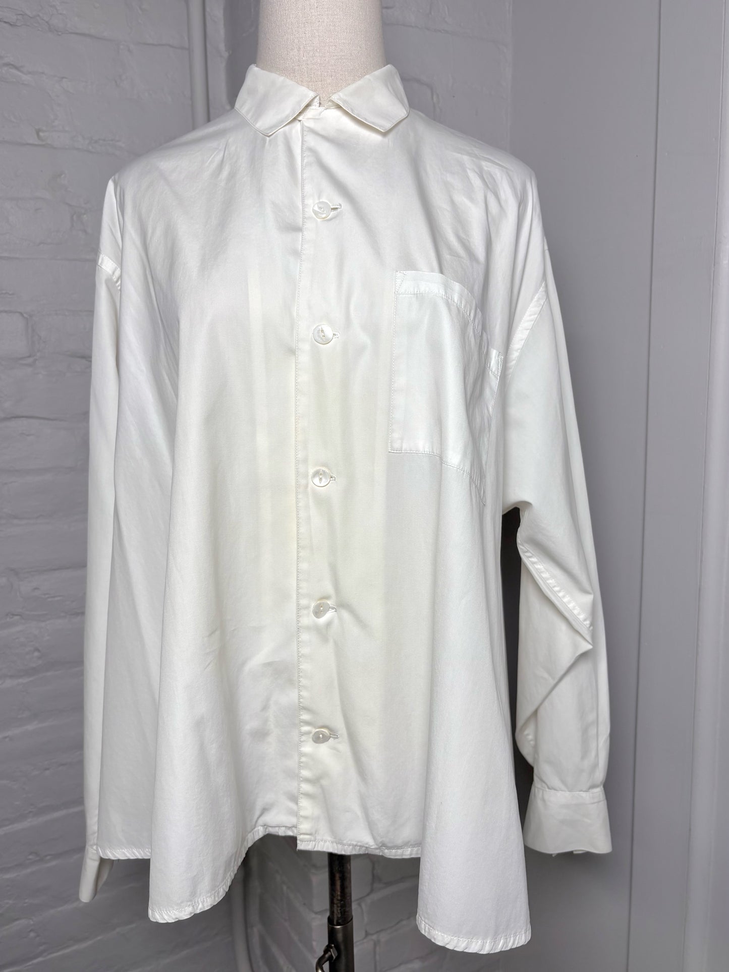 Women Size M Yohji Yamamoto White Solid Cotton Vintage Shirt