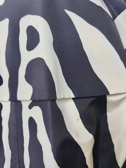Women Size 8 Christian Dior Black, Cream Zebra Silk Trench Coat