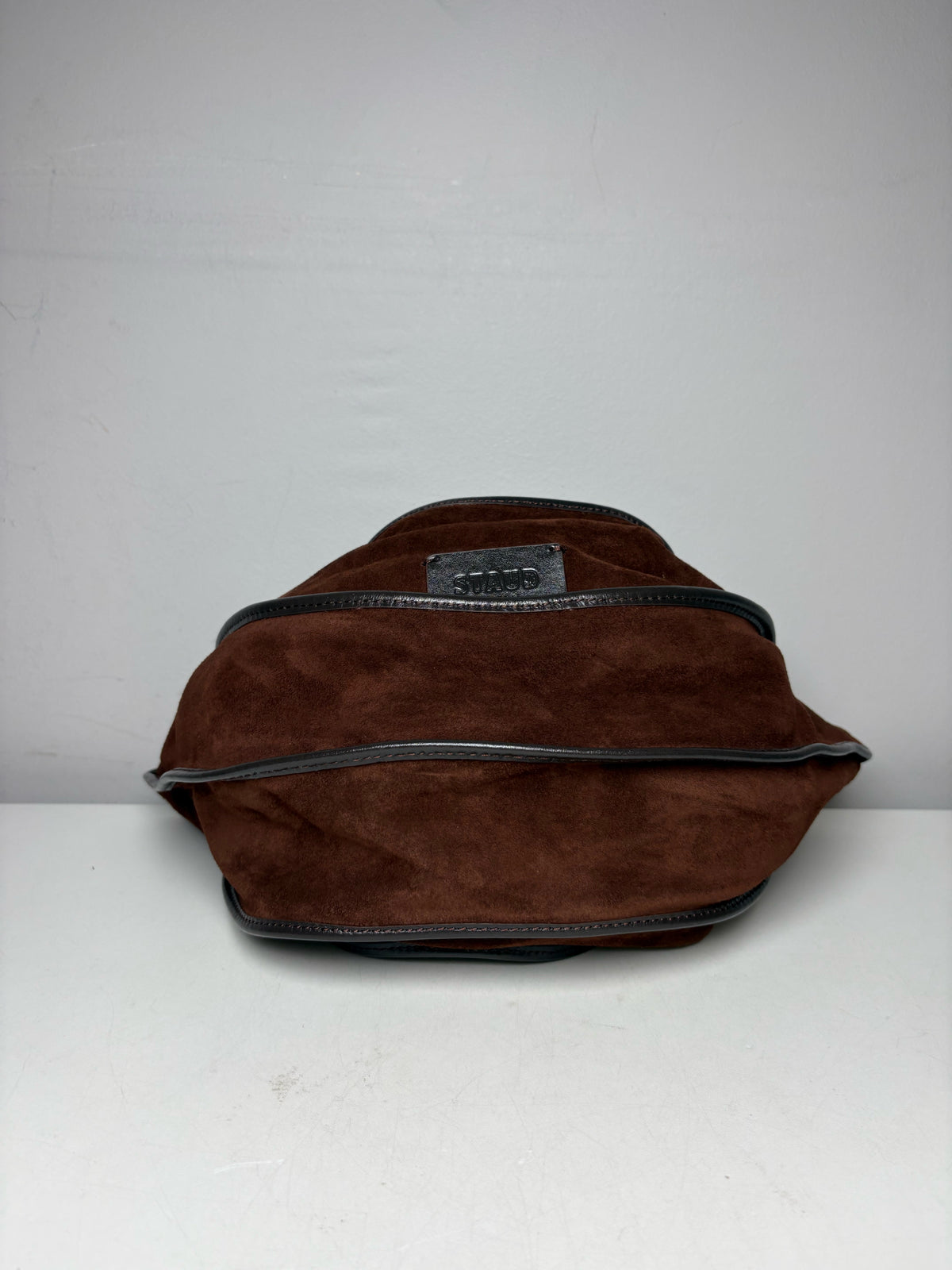 Women's STAUD Wells Convertible Brown Suede Black Leather Pre-Owned Shoulder Bag / Clutch