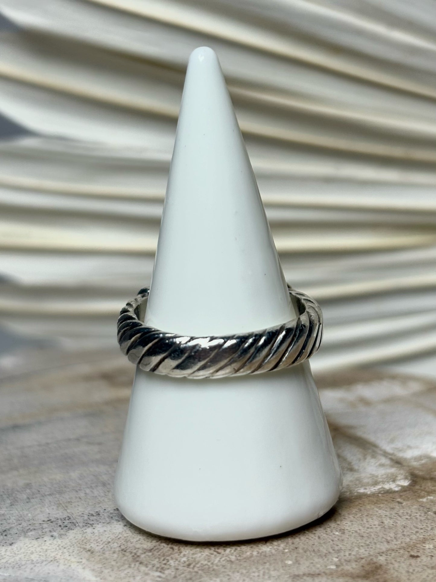 David Yurman Diamond Sterling Silver Buckle Sz. 7.5 Ring