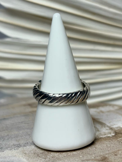 David Yurman Diamond Sterling Silver Buckle Sz. 7.5 Ring