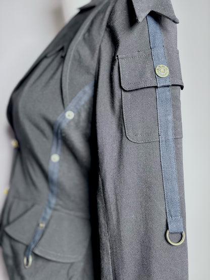Women Size 8 LAMB Black Solid Wool Jacket