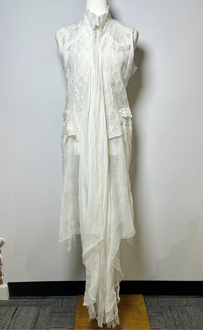 Women Size 38 Marc le Bihan White Silk Blend Blouse