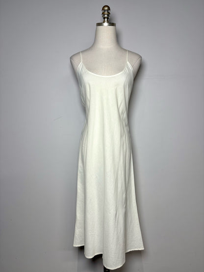Women Size 1 (2 - 4 US) Megan Park Cream Scalloped Pure Cotton Pre-owned Dress