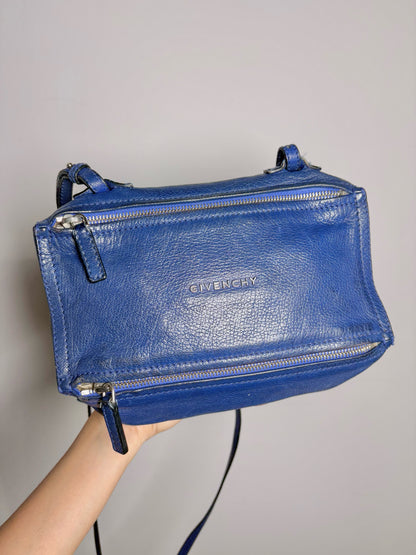 Givenchy "Pandora" Blue Pebble Leather Mini Purse