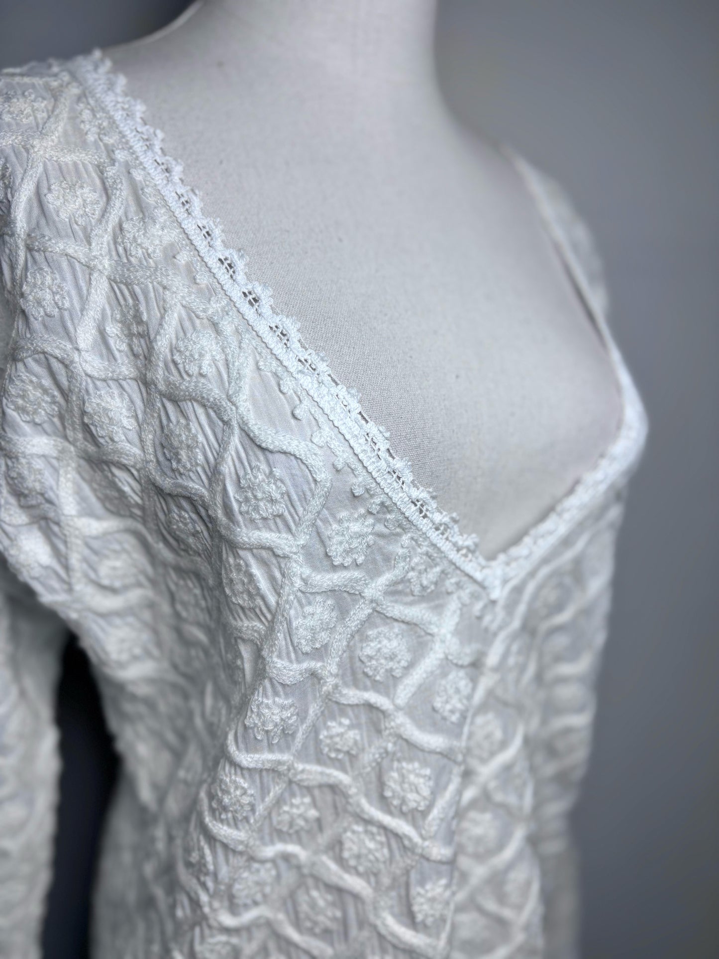 Women Size M Melissa Odabash Off White 3D Flowers 100% Cotton Cover Up
