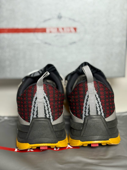 Prada Black,Gray,Red,Yellow solid w abstract lines Men's Sneakers