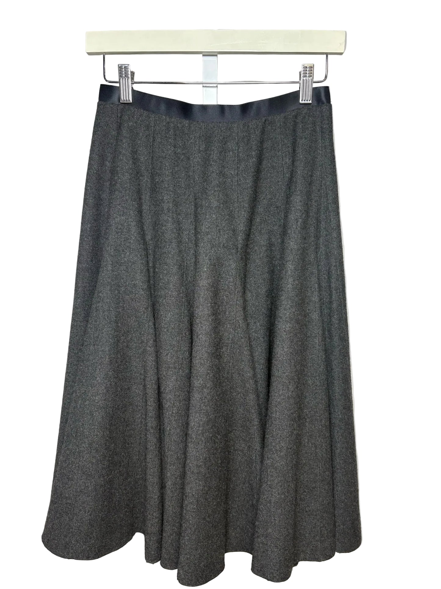 Women Size 38 French Lanvin Charcoal Wool Cashmere Vintage Pre-Owned Midi Skirt