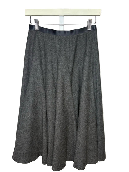 Women Size 38 French Lanvin Charcoal Wool Cashmere Vintage Pre-Owned Midi Skirt