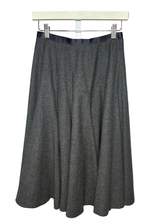 Women Size 38 French Lanvin Charcoal Wool Cashmere Vintage Pre-Owned Midi Skirt
