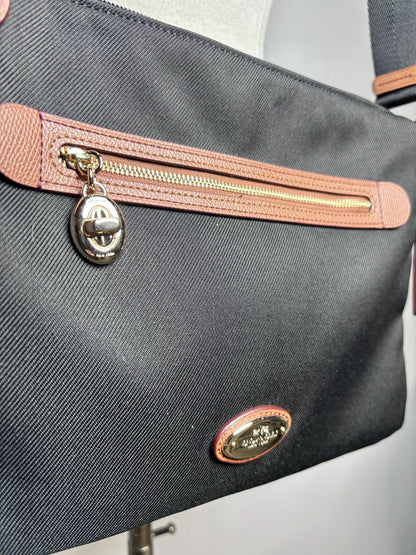 Coach Sawyer Canvas, Leather Trim Pre-owned Black, brown Crossbody Purse