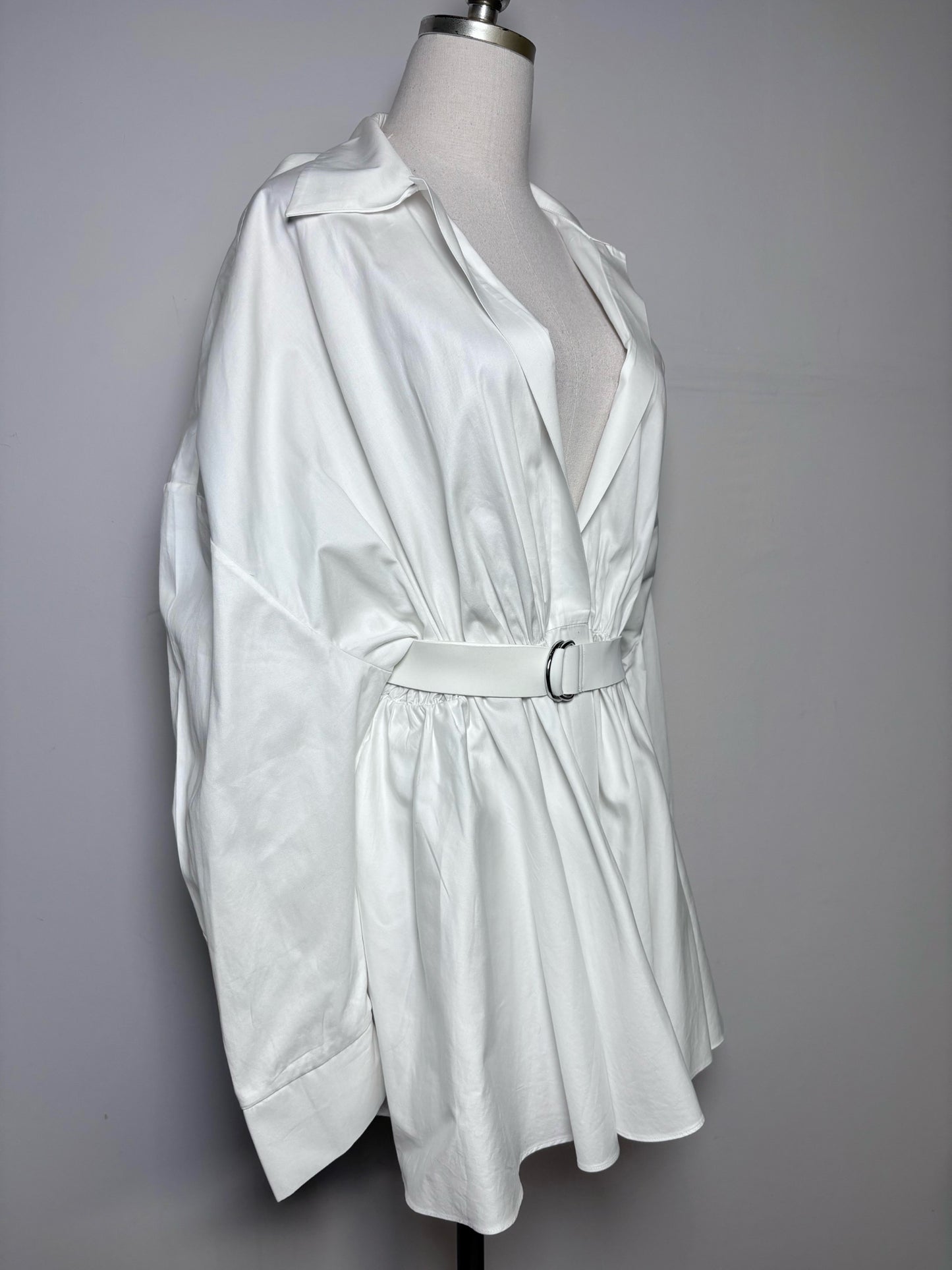 Women Size 38 (M) Norma Kamali White Solid 100% Cotton Pre-owned Dress