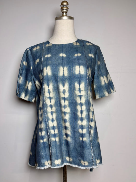 Women Size 4 Adam Lippes Blue Tie-dyed Cotton Pre-owned, NWT Shirt