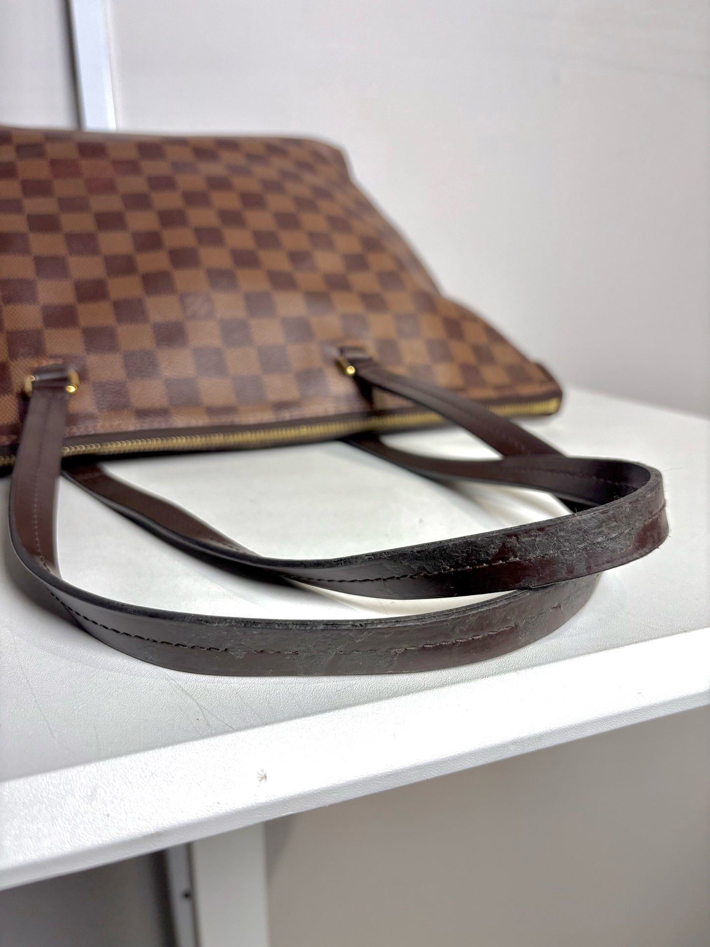 Coated Canvas Louis Vuitton Damier Ebene Pre-owned Brown Medium Purse