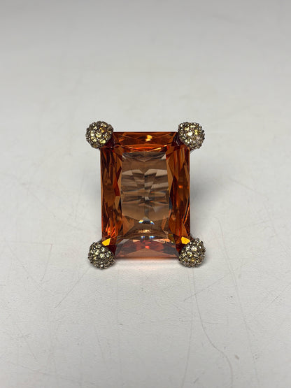 Sterling Silver Citrine Sz 6 20 Carats Sterling Silver Cocktail  Ring