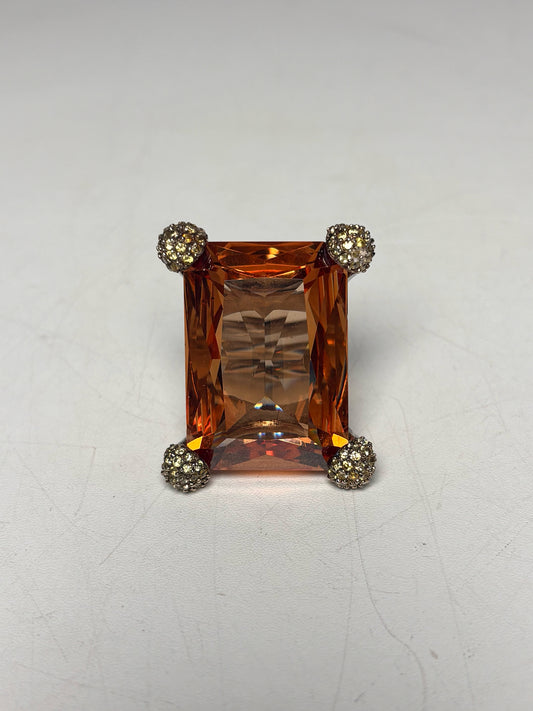 Sterling Silver Citrine Sz 6 20 Carats Sterling Silver Cocktail  Ring