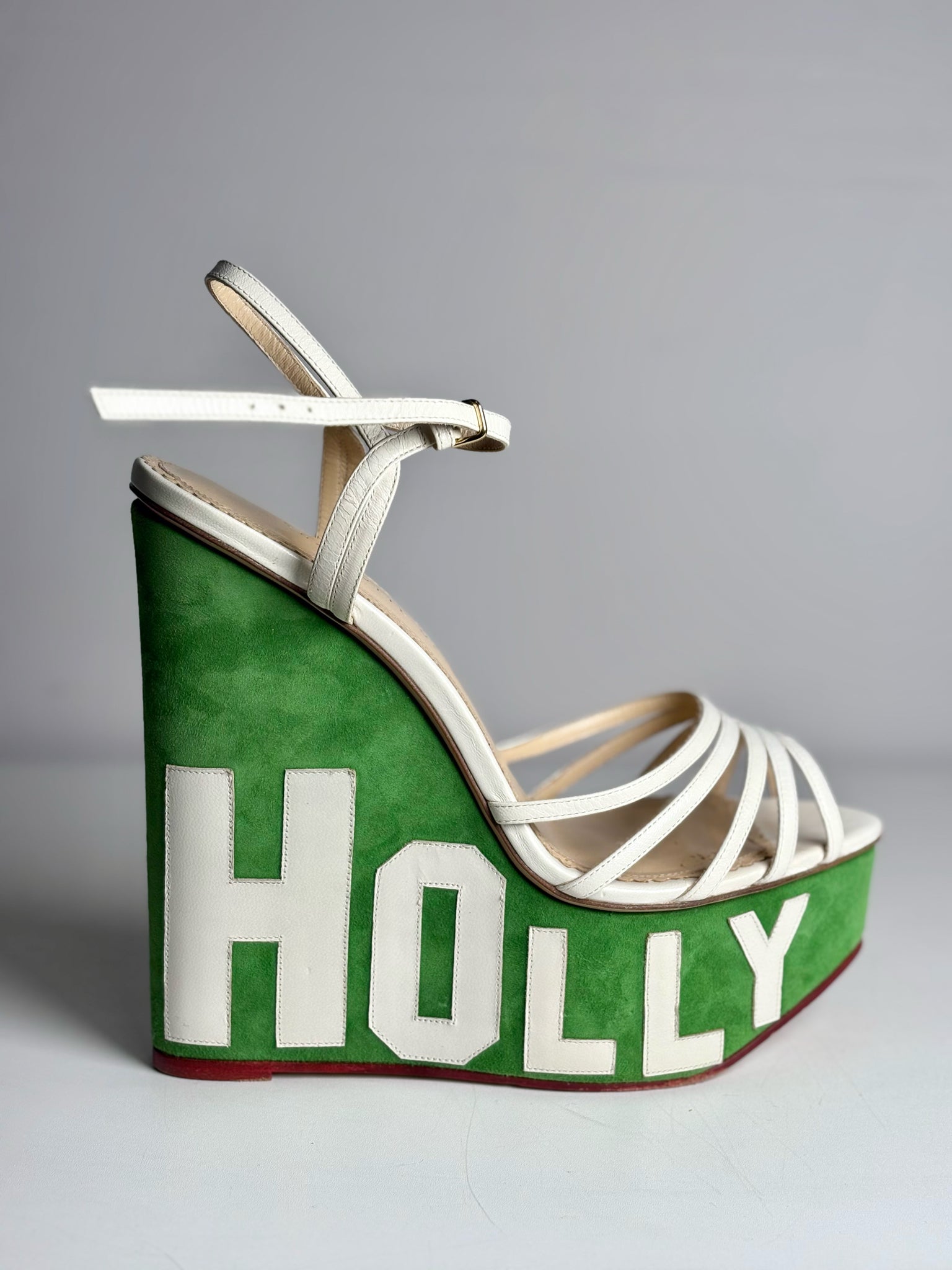 W Shoe Size 41 Charlotte Olympia Cream & Green Leather Pre-owned
