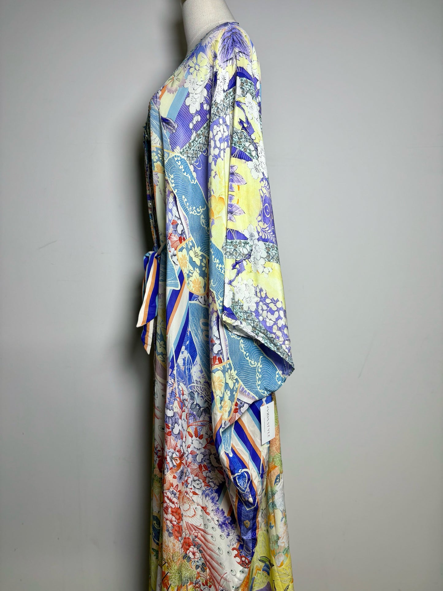 Women Size OS Camilla Floral Print Crystal Beads Silk Kaftan Pre-owned Dress