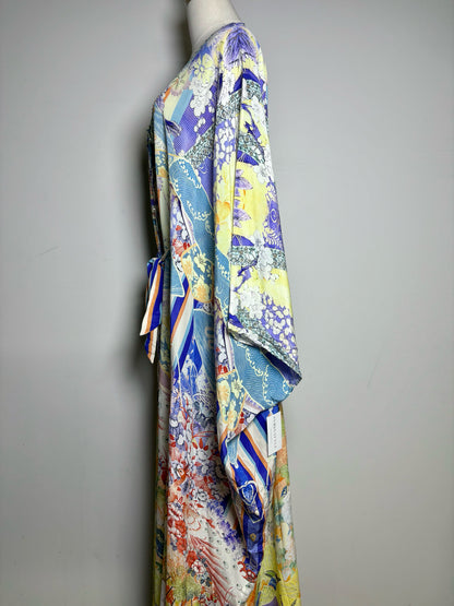 Women Size OS Camilla Floral Print Crystal Beads Silk Kaftan Pre-owned Dress