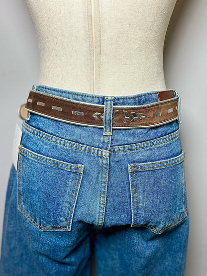 Brown Suede, Leather Combo Streets Ahead Sz L Women's Belt
