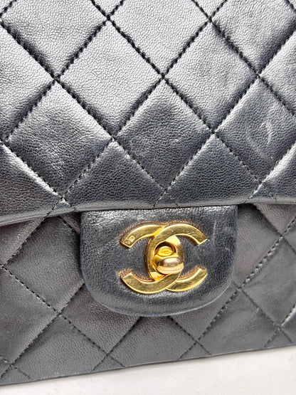 Chanel Quilted Vint Leather DoubleFlap Series 0 24K Gold-Plated Pre-owned Bag
