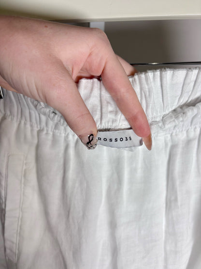 Women Size 46 Rosso35 White Solid Pure Linen Women's Pants