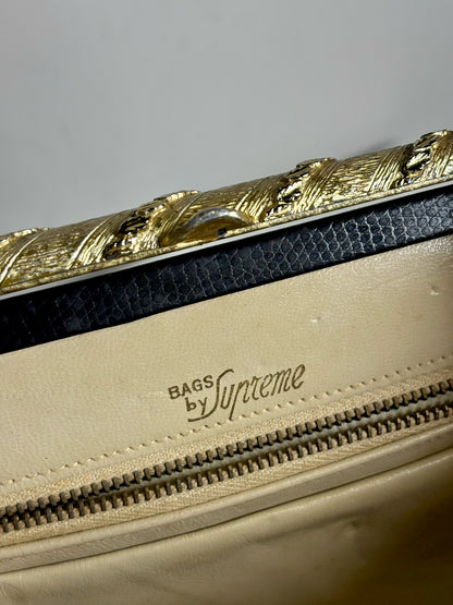 Bags by Supreme Solid Vintage Leather Pre-owned Black Evening Purse