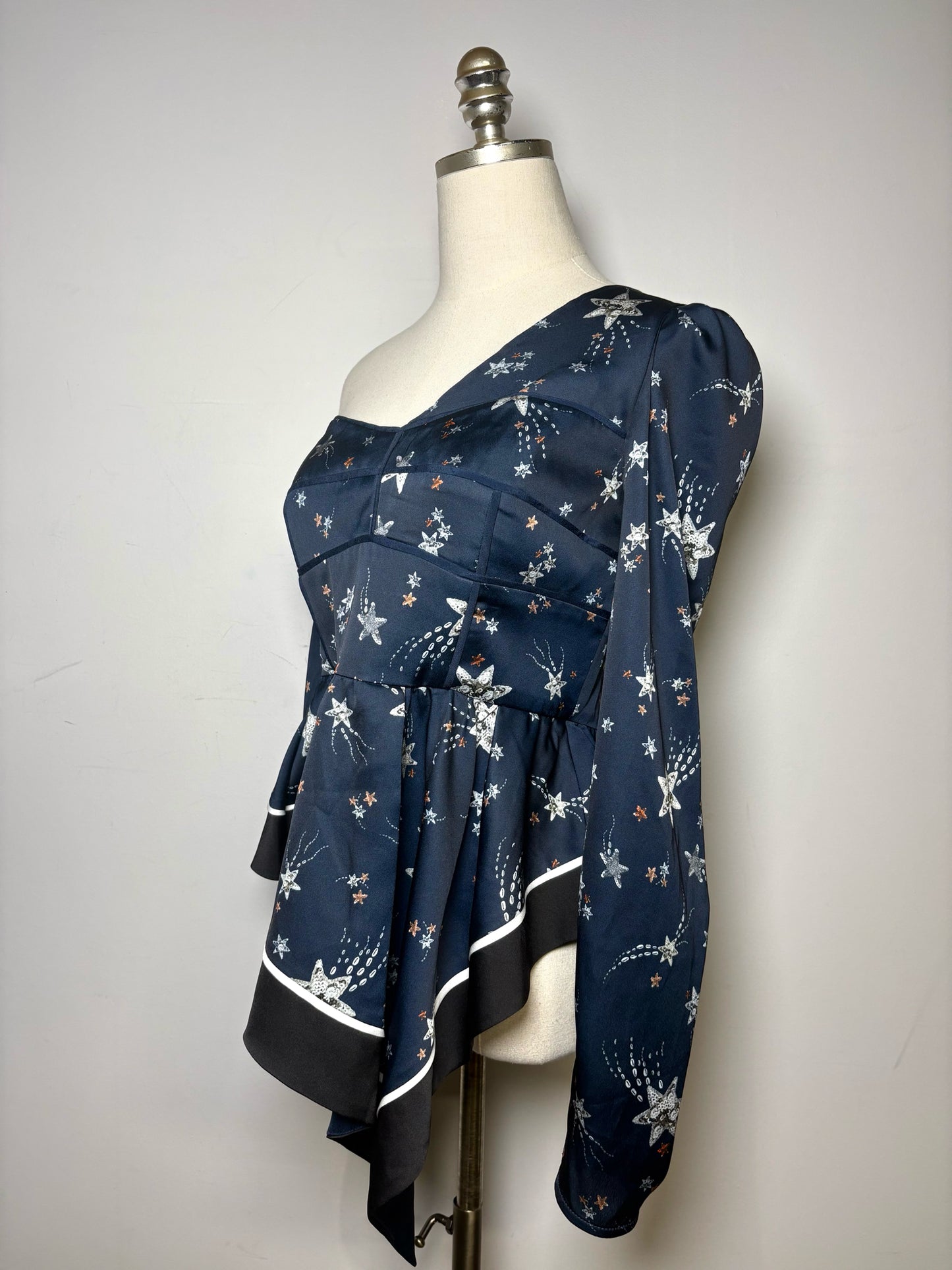 Women Size 8 Self-Portrait Navy Stars Polyester Women's NWOT Blouse