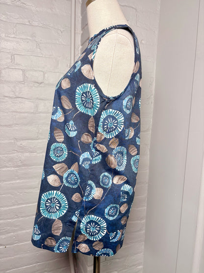 Women Size M Max Mara Blue Geometric Cotton Shirt