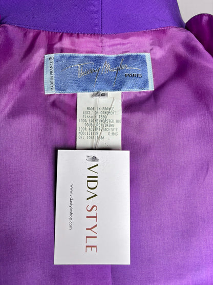 Women Size 36 (4 US) Thierry Mugler Paris Purple Solid Vintage 2 Piece Set