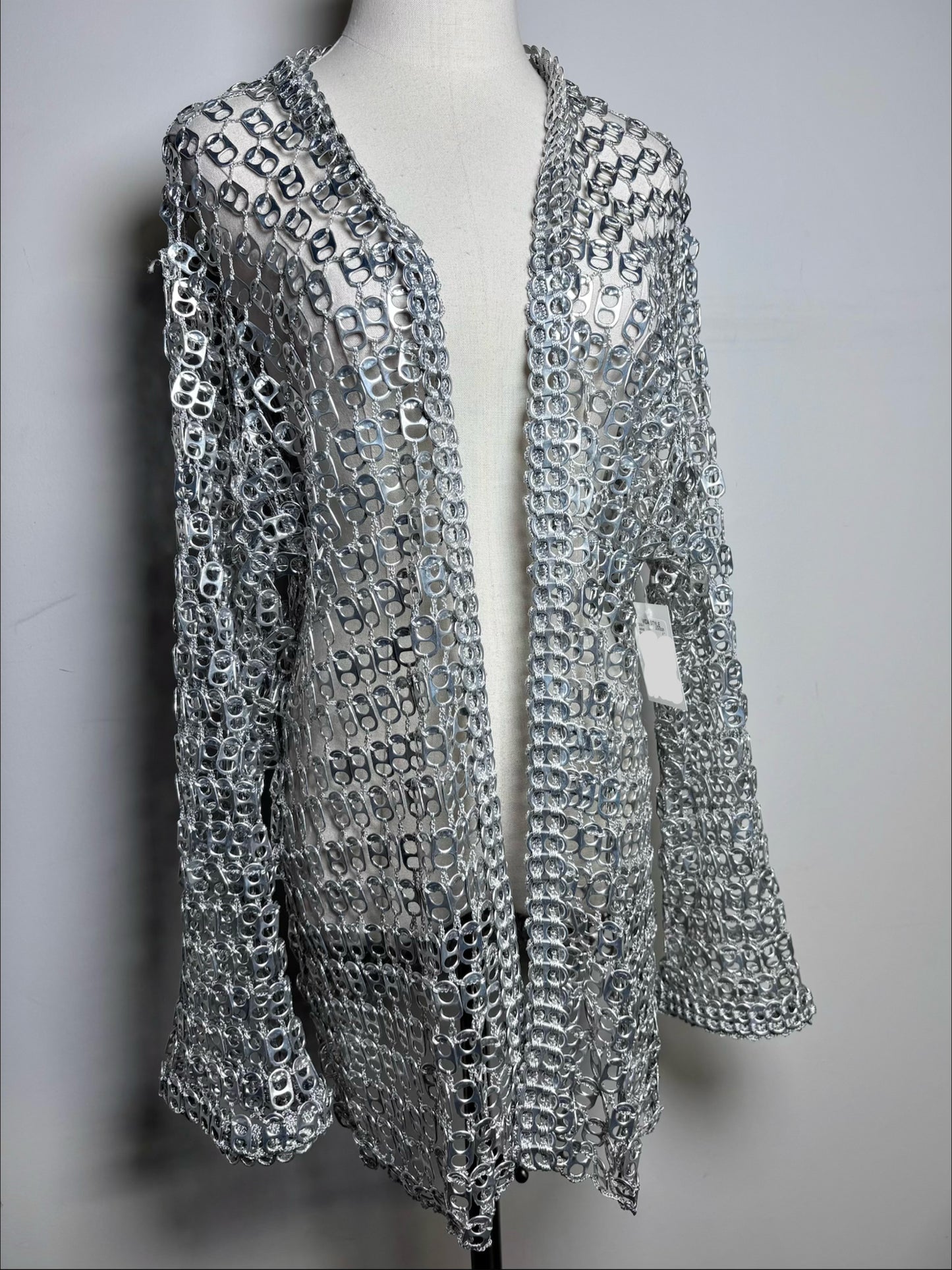 Women One Size Escama Studio 'Debra Silver Aluminum Pop Tabs Crochet Jacket