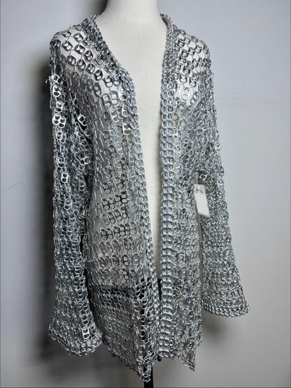 Women One Size Escama Studio 'Debra Silver Aluminum Pop Tabs Crochet Jacket
