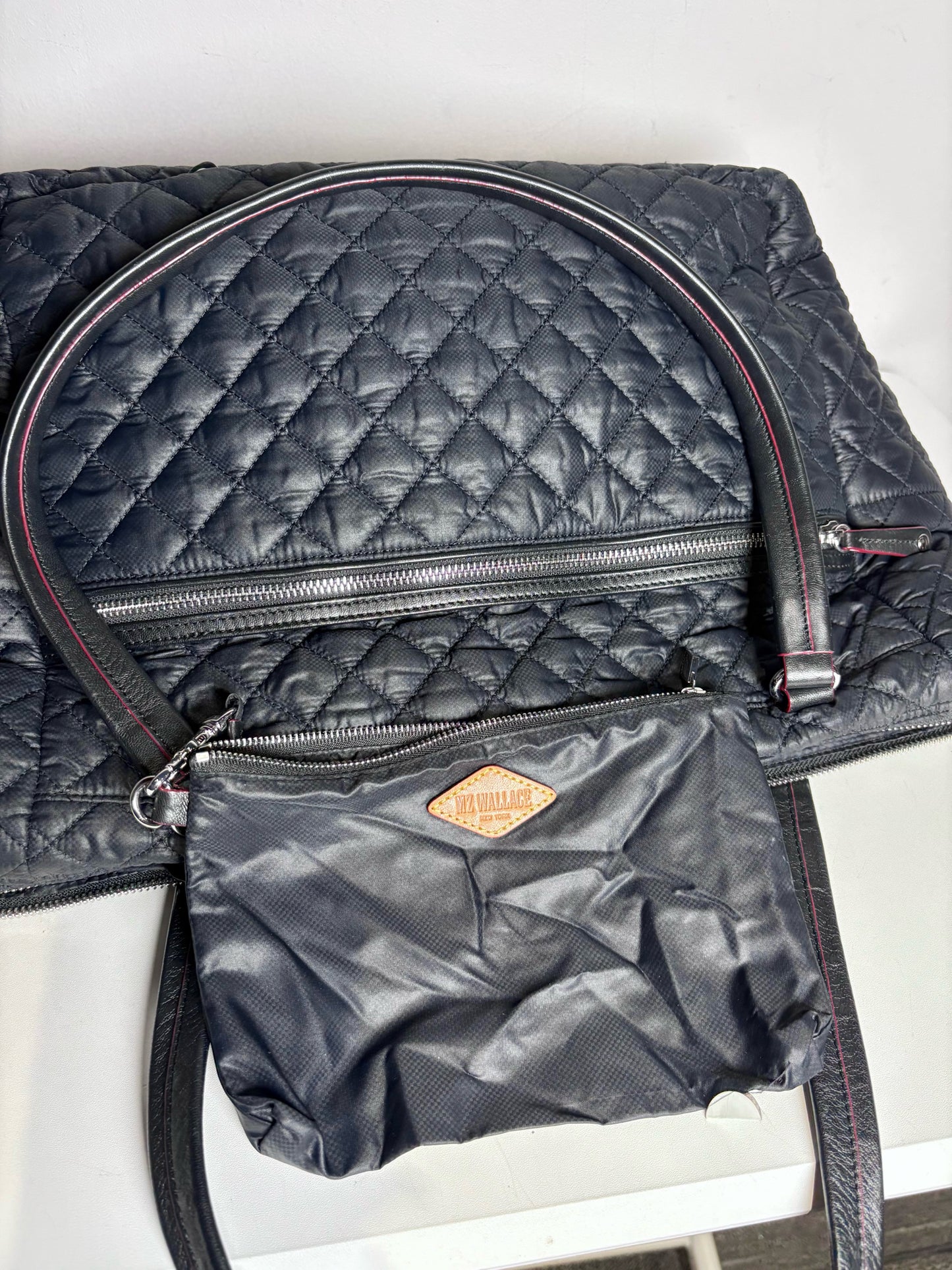MZ Wallace Solid Nylon Pre-owned Blue Cowhide Trim Travel Tote