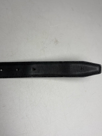 Women's Authentic Salvatore Ferragamo Gancini Black Leather Silver-Tone Buckle Pre-Owned Belt