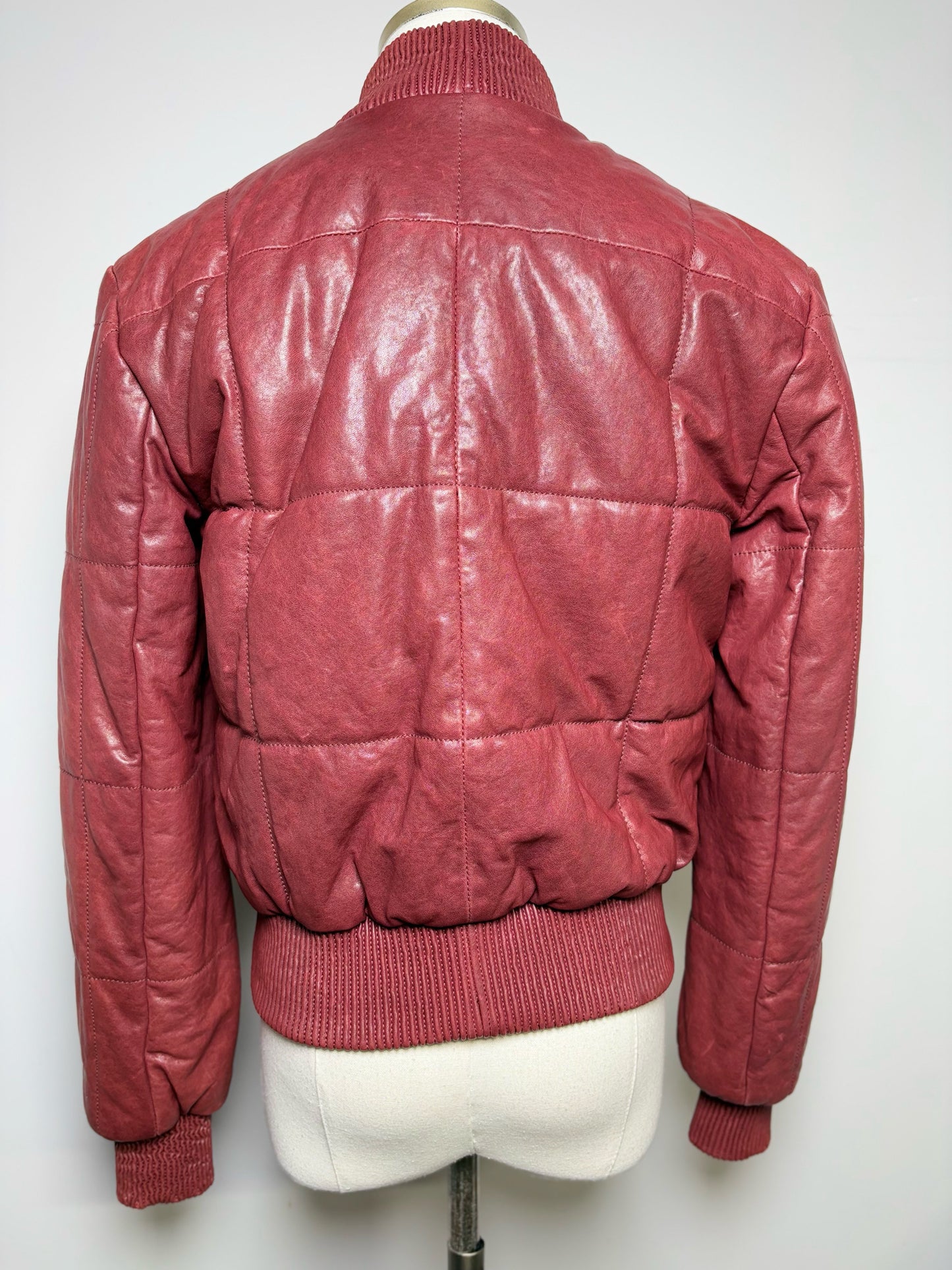 Women Size XS Veronica Beard Bordeaux Quilted Lambskin Malin Jacket