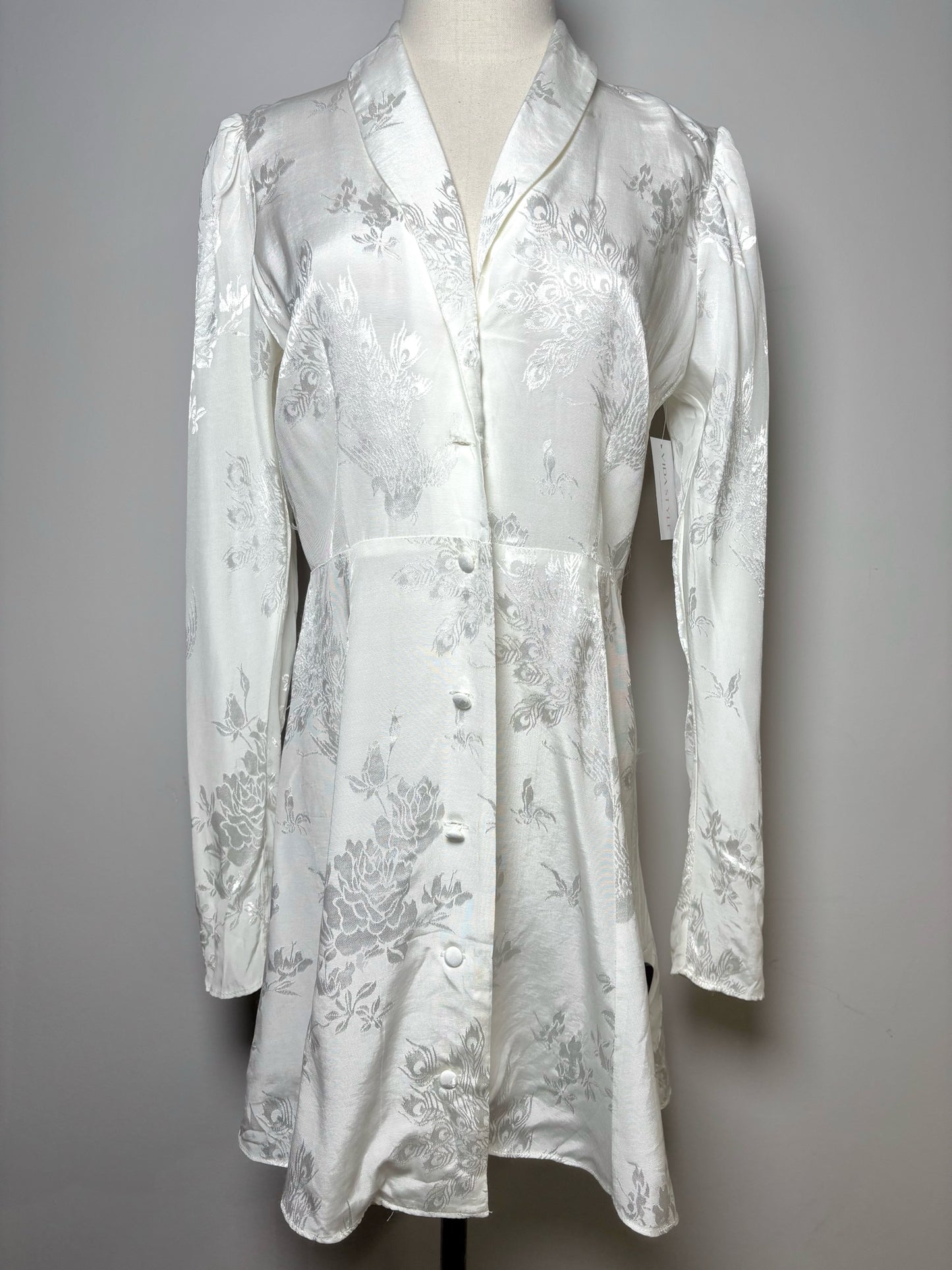 Women Size S Caroline Constas White Solid Viscose Dress