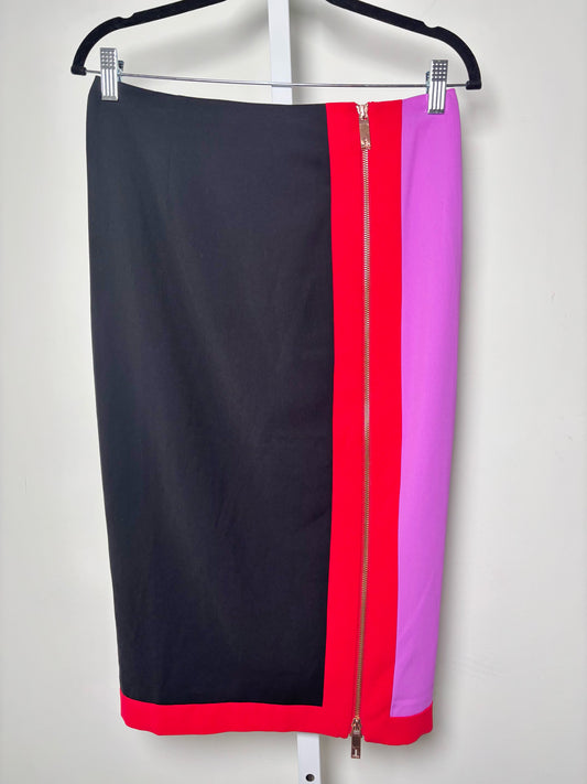 Women Size 2 Ted Baker Black, red, purple Colorblock NWT Skirt