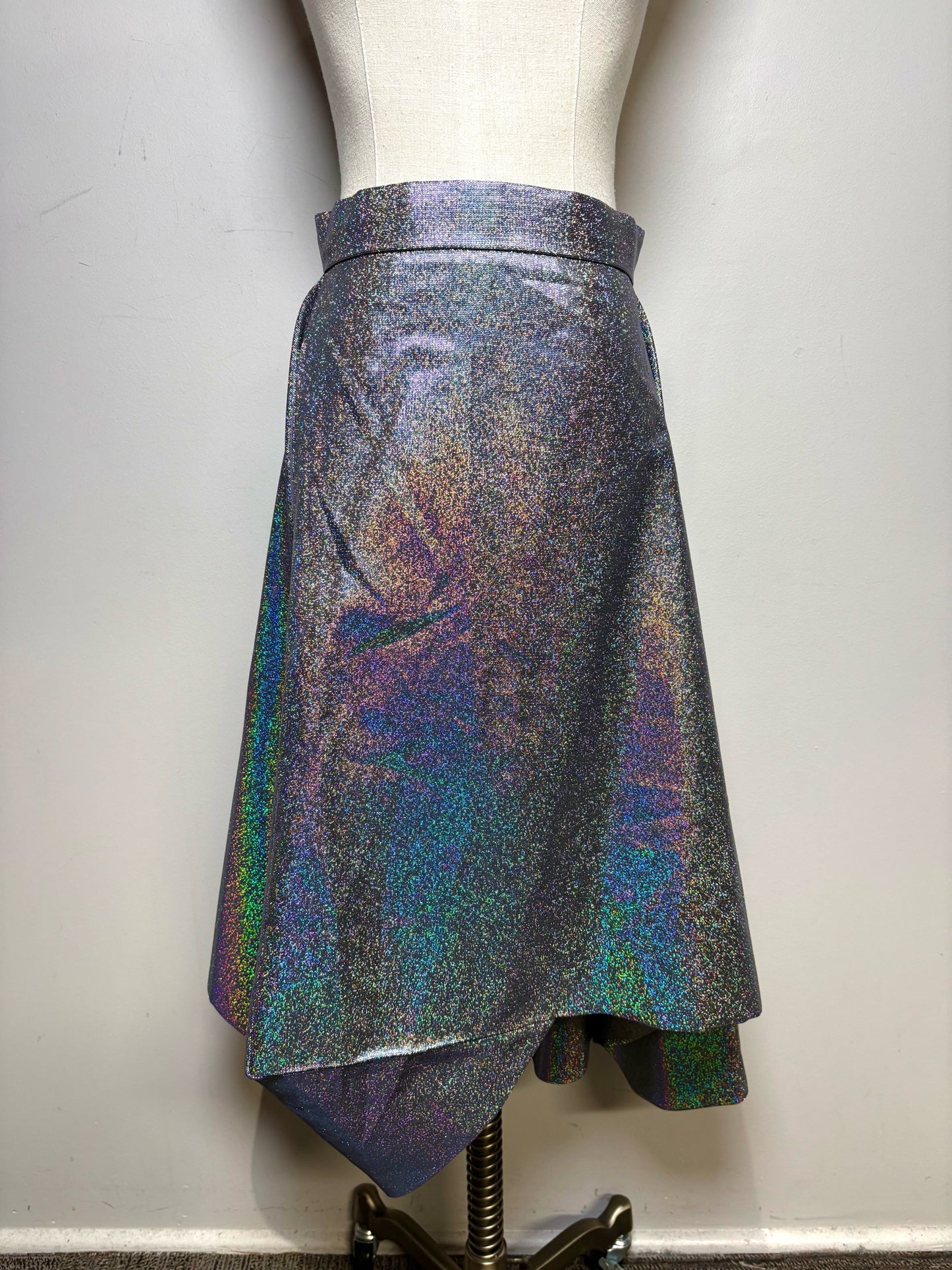 Women Size 42 Vivienne Westwood Anglomania Silver Iridescent Pre-Owned Midi Skirt