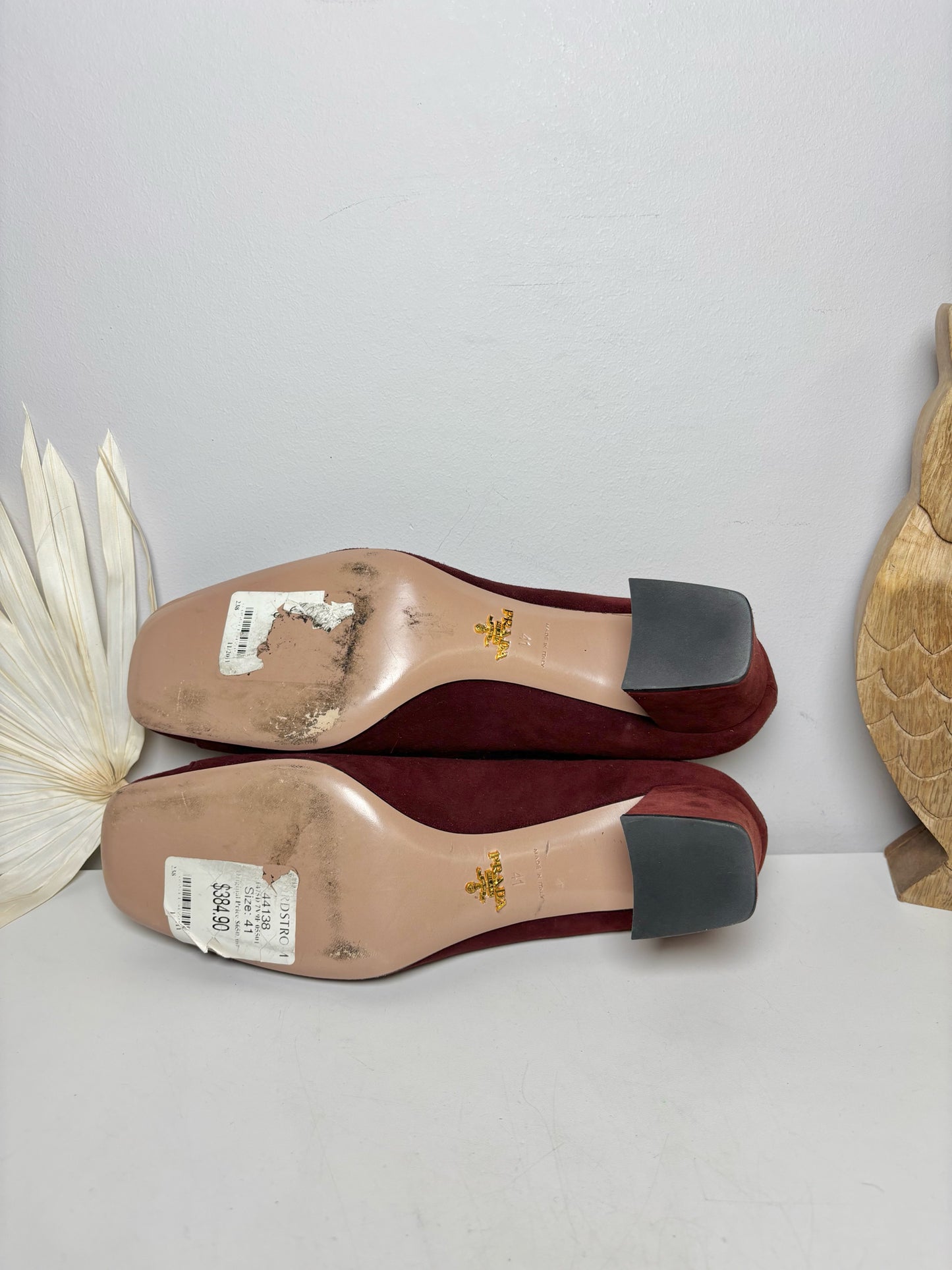 W Shoe Size 41 Prada Burgundy Leather Suede NWT Pump