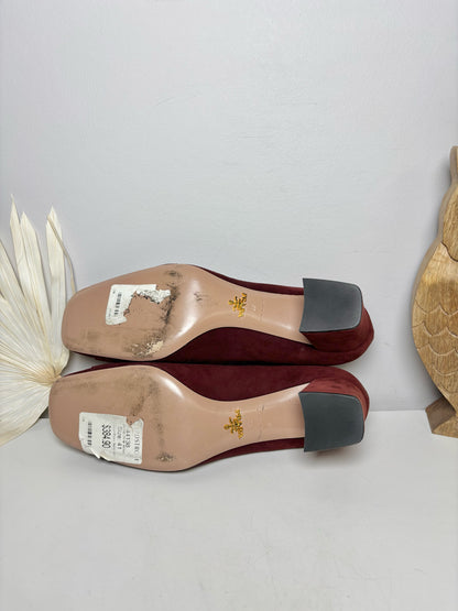 W Shoe Size 41 Prada Burgundy Leather Suede NWT Pump
