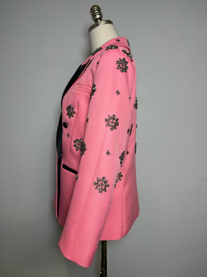 Women Size 4 L'Agence Pink Crystal Tuxedo Blazer
