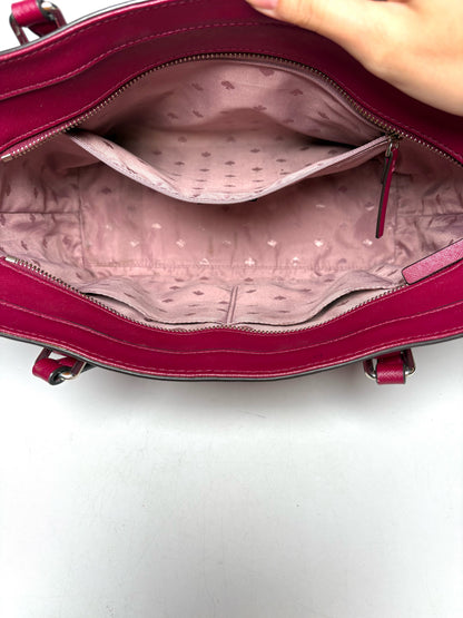 Kate Spade New York Saffiano Leather Pre-owned Raspberry Tote Bag
