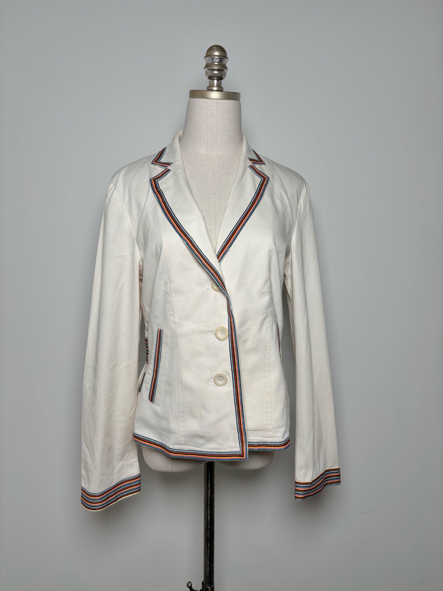 Women Size 12 Moschino Jeans White Stripe Blazer