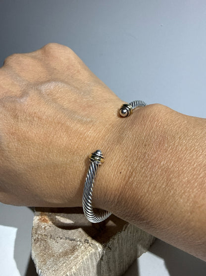 David Yurman Cable Twist 4mm Sterling Silver/18k Yellow Gold Bracelet